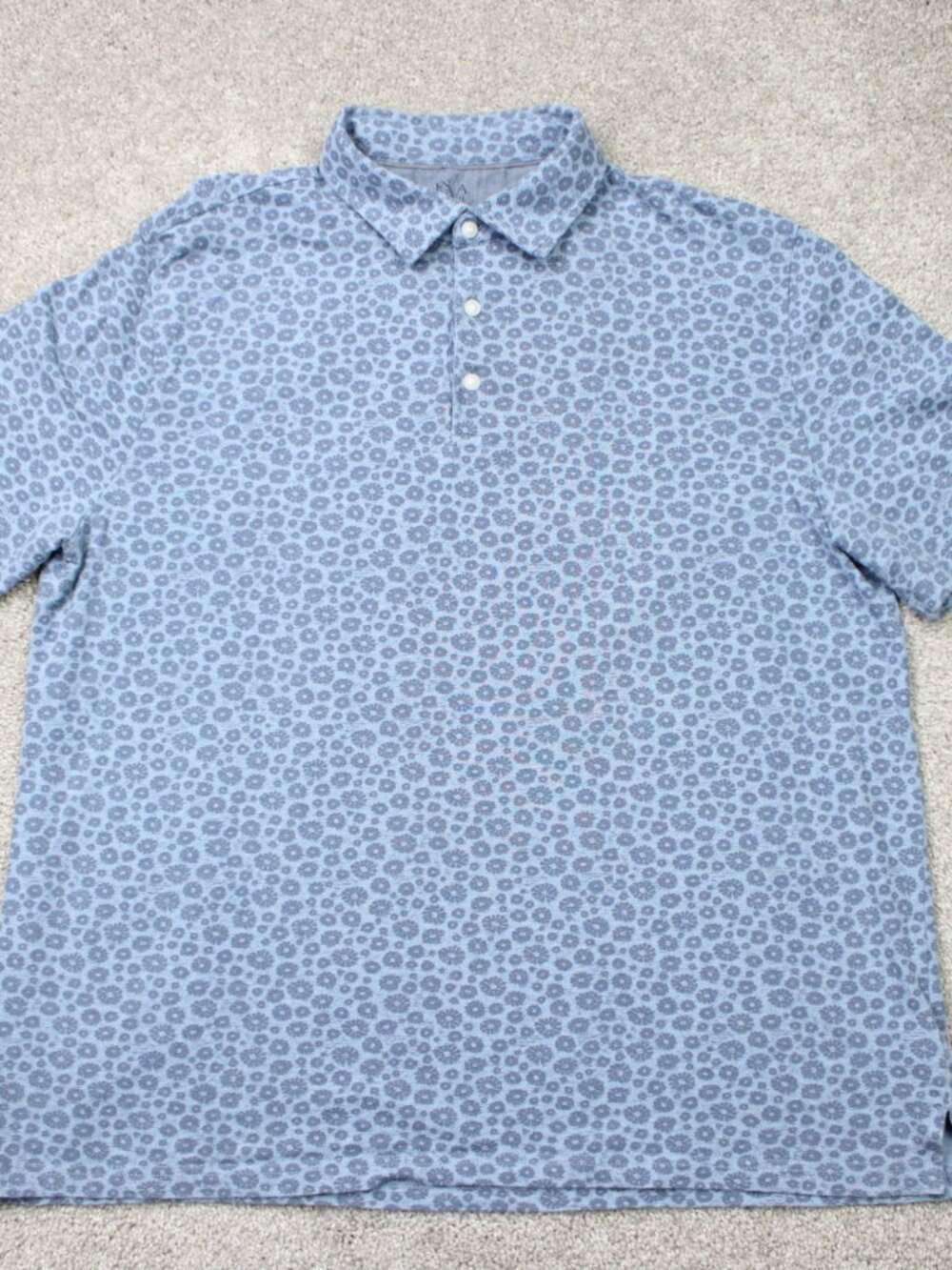 Jos. A. Bank AOP Polo Shirt Men Large Blue Geometric Traditional Fit Stretch S/S